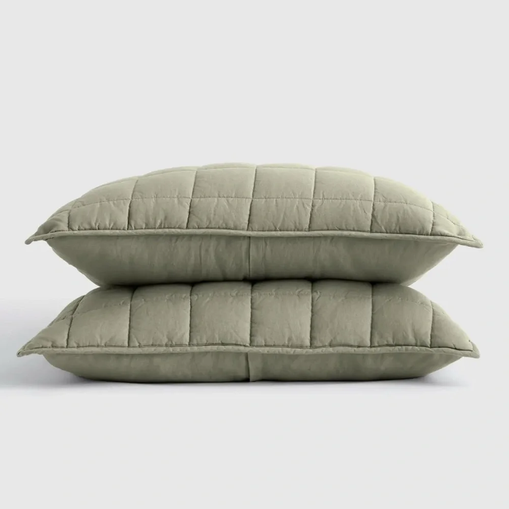 NWOT European Linen Box Quilted Standard Sham Set in Willowleaf